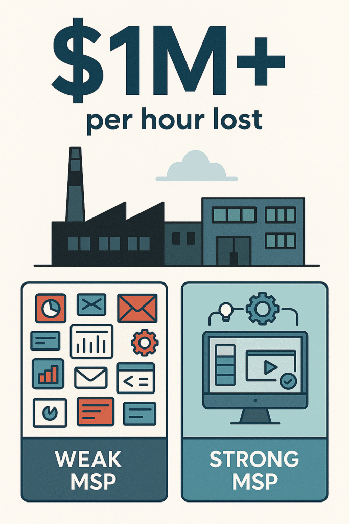 comparison of weak vs strong MSP partner in 2025 showing how MokshTech’s managed IT support, cybersecurity services, and outsourcing solutions improve business performance